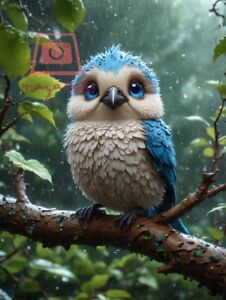 Digital Image Picture Wallpaper Background Desktop AI Art Bird Blue