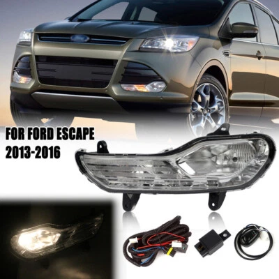 Halogen Fog Light Bumper Frame Cover Daytime Running Light For Ford Escape 13-16 - Image 1 of 4