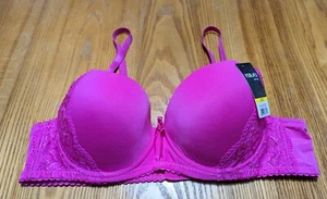 NWT VIOLA'S SECRET Hot Pink Padded Underwire Lacy side BRA 36B Style #9521 - Picture 1 of 2