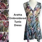 Aratta Floral Embroidered Ombre Zebra Tunic Dress