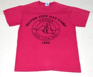 Vintage T-Shirt Hanes Size S 1996 Fuchsia Silver City Pioneer Day Camp - Picture 1 of 8