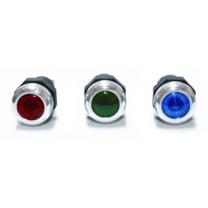 Motorsport 17mm Warning Light Aluminium Bezel 3Pk - Red, Green and Blue - Picture 1 of 3