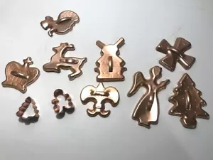 Vintage Cookie Cutters 10 Copper Color Aluminum Assorted - Picture 1 of 4