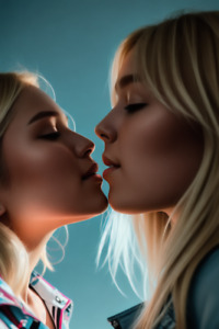 The Kiss- Two Sexy Blond Girls Kissing Woman Passion Lust Desire Love, no nudity