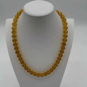 Vintage Faceted Amber Glass Bead Necklace – Classic Beaded Strand with Clasp - Picture 1 of 6