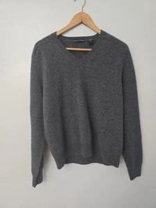 Grant Thomas Grey 100% Wool V Neck Sweater Large Preppy Academia  - Picture 1 of 8