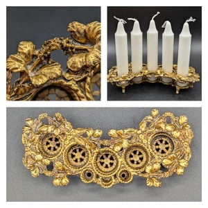 Lippenstifthalter Matson Gold Ormolu Hibiskus Hollywood Regency Vanity Set Vintage - Bild 1 von 9