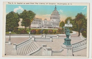 US CAPITOL View From Library of Congress Steps Stairs Washington DC Postcard WB - Picture 1 of 2