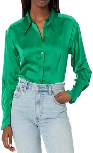 Equipment Women's Bailey Long Sleeve Top in Lush Meadow Size 12 - Picture 1 of 2