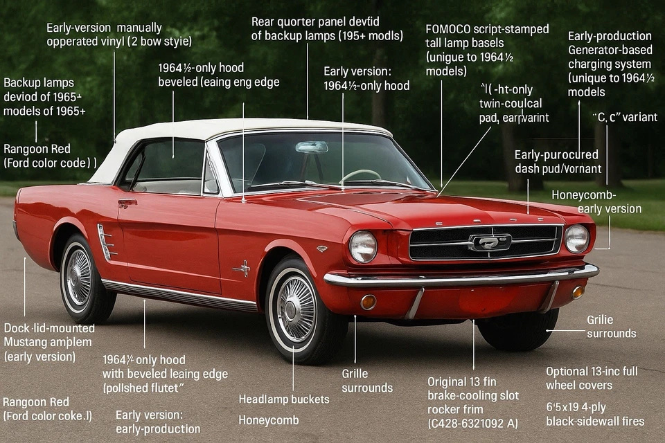 1964 1/2 FORD MUSTANG KÜNSTLERISCHER BLAUPAUSE WANDBILD - Bild 1 von 1