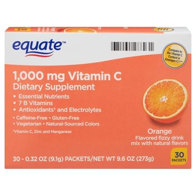 Equate 14+ 1000 mg Vitamina C Polvo para Apoyo Inmunológico, Sabor Naranja, 30 Unidades Foto 1 de 4