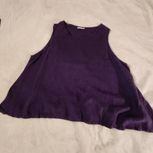 Bryn Walker xl Linen Tank Top Purple Oversized Made USA Beachy Resort Stain - Picture 1 of 9