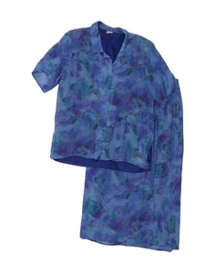 VINTAGE Womens 2 Piece Skirt Set UK 12 Medium W28 Blue Tie Dye Viscose CM02 - Picture 1 of 7