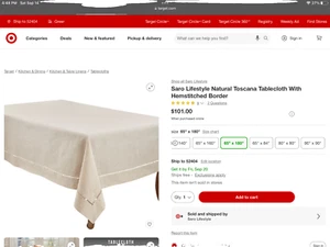 Saro Lifestyle Natural Toscana Tablecloth With Hemstitched Border 65 by 180 - Picture 1 of 1