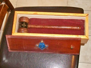 Vintage Free Mason worshipfull Master Gavel Wood W/Hand Made Box by Markham - Picture 1 of 5