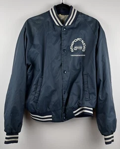 Vintage Dusty Blue Button Satin Bomber Bi-Swing Jacket Newport News 70s 80s - Picture 1 of 13