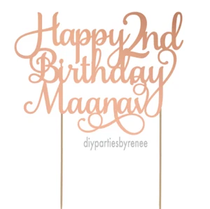 Cake Topper - Two - 2nd - 20+ Colours - NEXT DAY POST - Any Name & Age - Picture 1 of 4