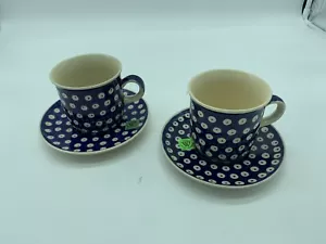 Polish Pottery tea cup and saucer. Authentic Mosquito Pattern. - Picture 1 of 2