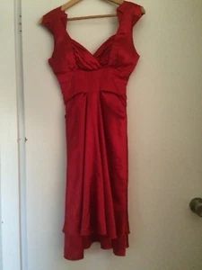 Red Deep Red Lipstick Satin Dress 8 Wedding Party - Picture 1 of 2
