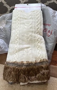 Michaels Ashland Christmas Tree Skirt Sweater Cable Knit Faux Fur NOEL 48in NEW - Picture 1 of 5