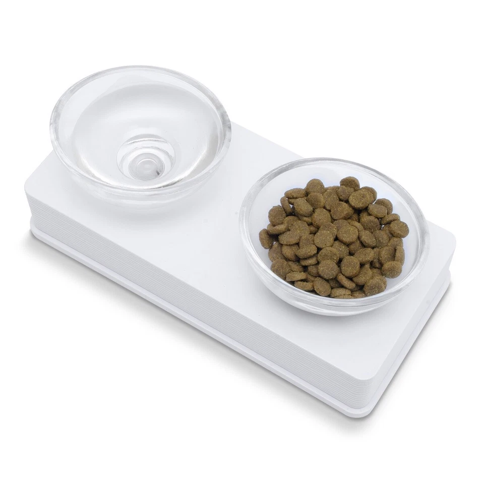 Catit Style Glass Diner Katzen Napf - Glas Näpfe für Wasser + Futter weiß 54532