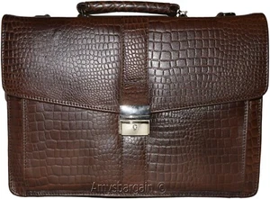 Nuevo Maletín de Cuero Estampado Piel de Cocodrilo Negro Estuche de Negocios Bolso Saco Adjunto - Imagen 1 de 17