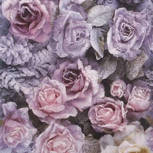 4 servilletas de papel individuales para decoupage y fiesta - rosas de invierno - Imagen 1 de 4
