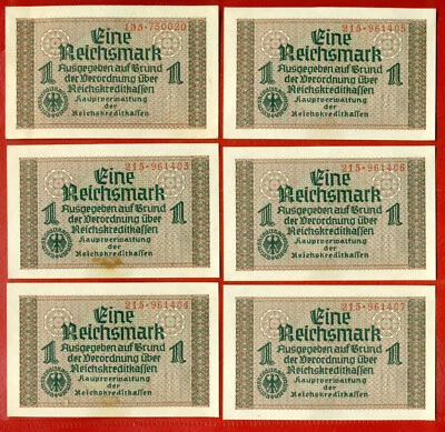 GERMANY LATVIA OCCUPIED TERRITORIES LOT OF 6 1 RM UNC 1940-45 577 - Image 1 of 2