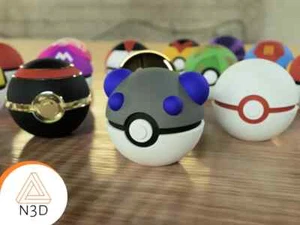 Schwerball - Pokeball im Maßstab 1:1, 3D Druck, Pokemon, Gaming Accessoire - Picture 1 of 1