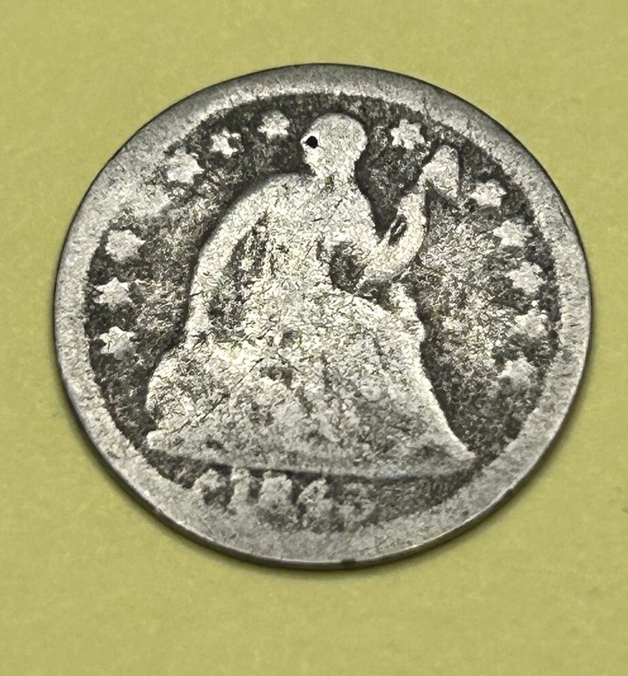 1843 Seated Liberty Half Dime Good Details 90% US Silver Type Coin-zm - Image 1 of 2