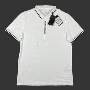 A|X Armani Exchange Zip Up Logo Polo Shirt Mens Medium White NEW WITH TAGS Read* - Picture 1 of 13