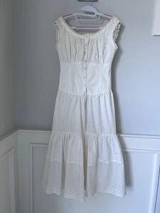 Vintage Starina White Prairie Cottagecore Dress Size S-M - Picture 1 of 19