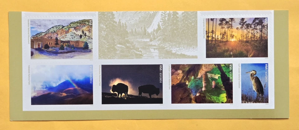 U.S.A. National Parks. Plate Strip of 6v, Forever stamps 2016 - Image 1 of 1