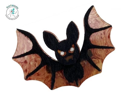 Brosche Fledermaus groß Vampir Halloween Talisman Glücksbringer GeschenkideeBro - Bild 1 von 2