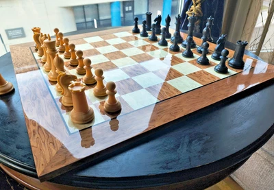 🔥 Tablero de ajedrez clásico House of Staunton marrón brillante y arce cuadrados de 2,25" | Pro Foto 1 de 4