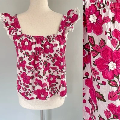 JENNIFER & GRACE Ruffle Sleeve Croquet Flower Top Size Small - Image 1 of 4