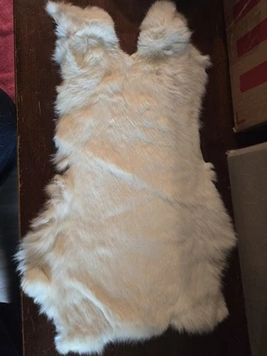 Rabbit Fur Pelt White/Off White Genuine Leather Soft Single Pelt - Image 1 of 4
