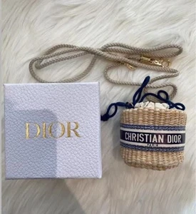 Christian Dior Straw Pouch Mini Shoulder Bag VIP Limited Novelty Box New - Picture 1 of 4