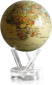 MOVA Globe Political Map Yellow 4.5” Vintage-Style Rotating Globe Powered byLigh - Picture 1 of 3