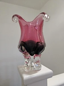 Mid Century Vibrant Pink glass Chribska sommerso vase Czech Vase Josef Hospodka - Picture 1 of 10