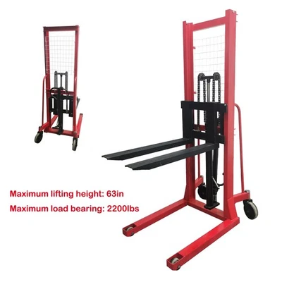Bomba hidráulica manual de 2200 lb apilador walkie carretilla elevadora apilador de paletas elevador de 63 pulgadas Foto 1 de 4