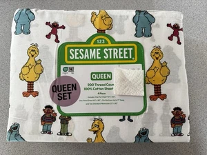 Nuevo Juego de Sábanas Cookie Monster Sesame Street Queen 4 Piezas Algodón Sábanas - Imagen 1 de 7
