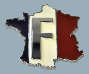 Insignia emblema cromado bandera de Francia - bandera francesa - contorno del país - Imagen 1 de 1