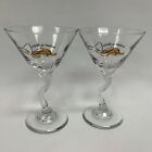 Rehab for the Skin Hair-a-holics Wine Glasses Clear Crooked Stem Lot of 2