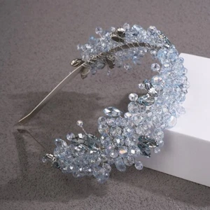 Neuwertiges blaues Kristall Stirnband Diadem Strass Braut Haarteil Haarschmuck - Bild 1 von 4