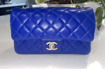 AUTÉNTICO Nuevo Bolso Chanel 13S Azul Rectangular Mini Solapa DESCONTINUADO Mejor Calidad Foto 1 de 4