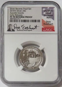 2018 S SILVER APOSTLE ISLANDS EVERHART QUARTER NGC REVERSE PF 70 EARLY RELEASES - Picture 1 of 2