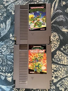 Teenage Mutant Ninja Turtles 1 + II The Arcade Game - Nintendo NES Cart Lot WORK - Picture 1 of 6