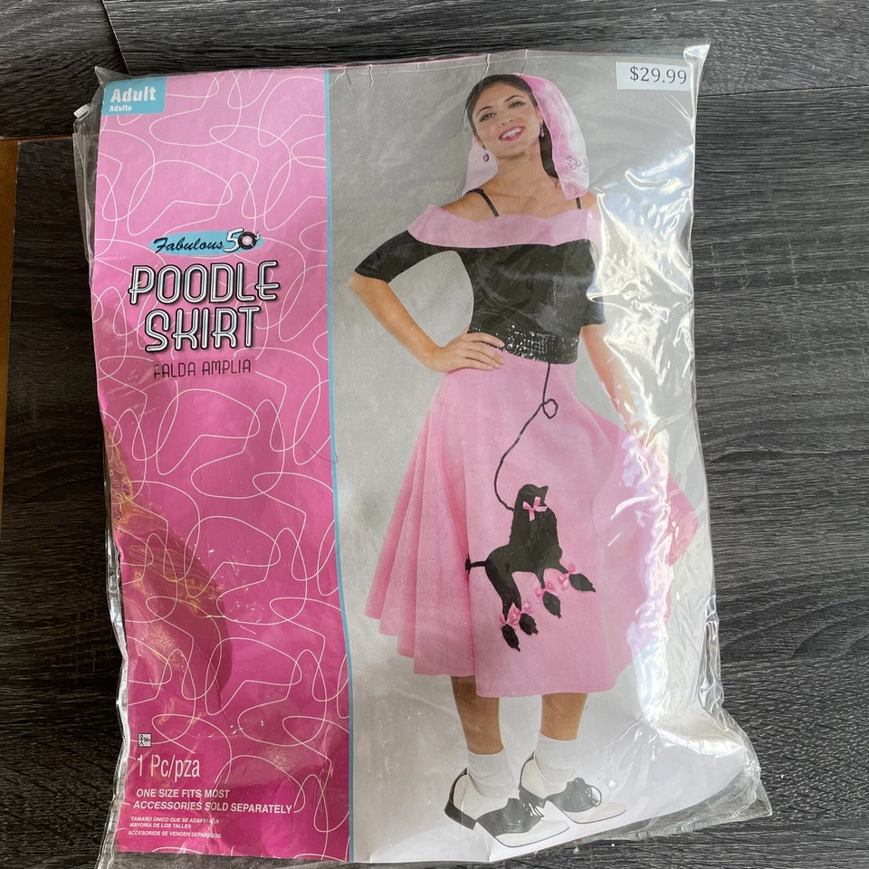 Fabulosa Saia Poodle Anos 50 Tamanho Infantil Fantasia de Halloween Feminina Vestido A9 - Imagem 1 de 2