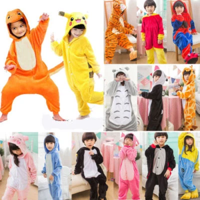 PC Kids Costume Fancy Dress Cosplay Onsie10 Child Unisex Hooded Animal PajamasT1 - Image 1 of 4